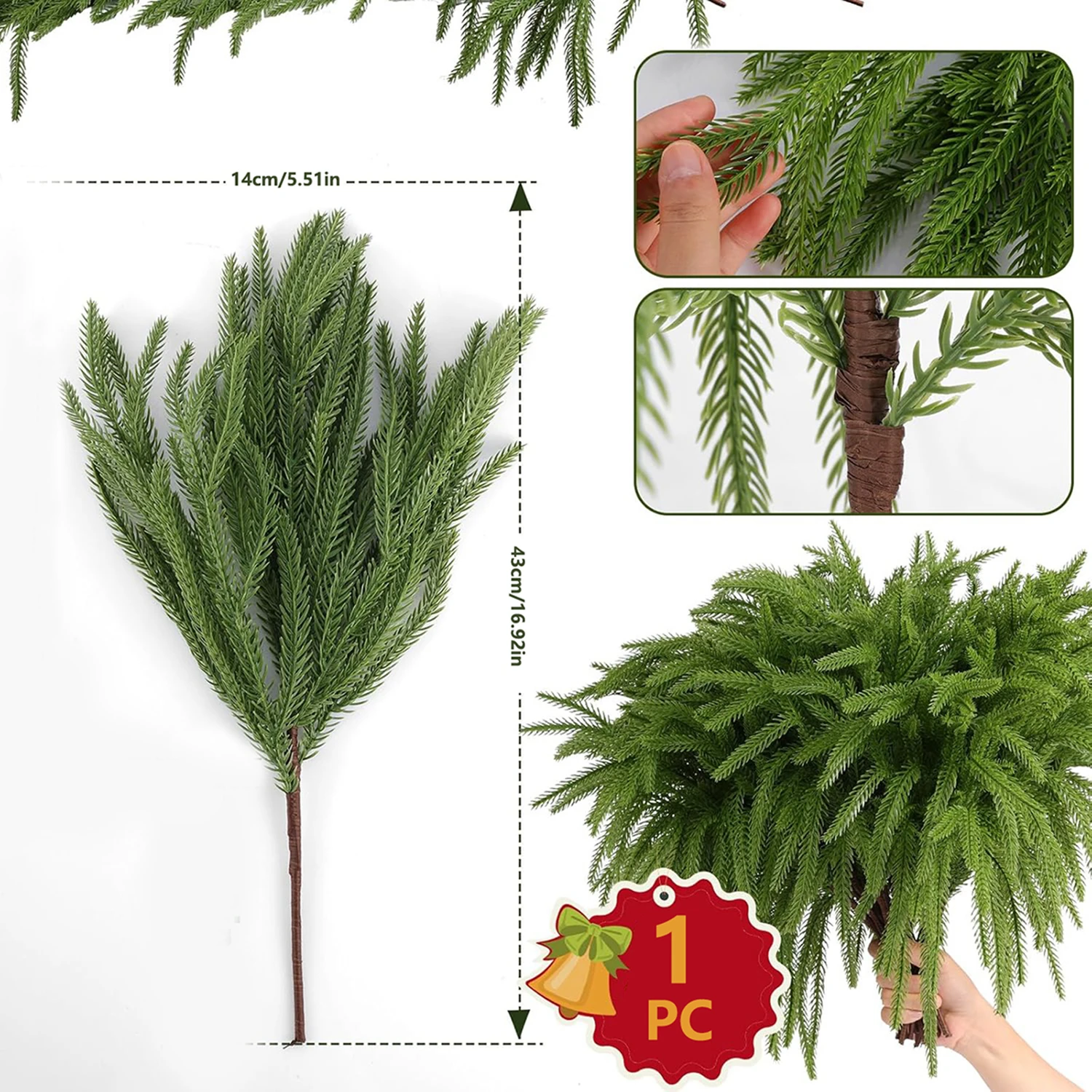 2/4pcs Artificial Plant Plastic Pine Needles Christmas Tree Filler Outdoor Wedding Holiday Garden Home Table DIY Decoration Prop