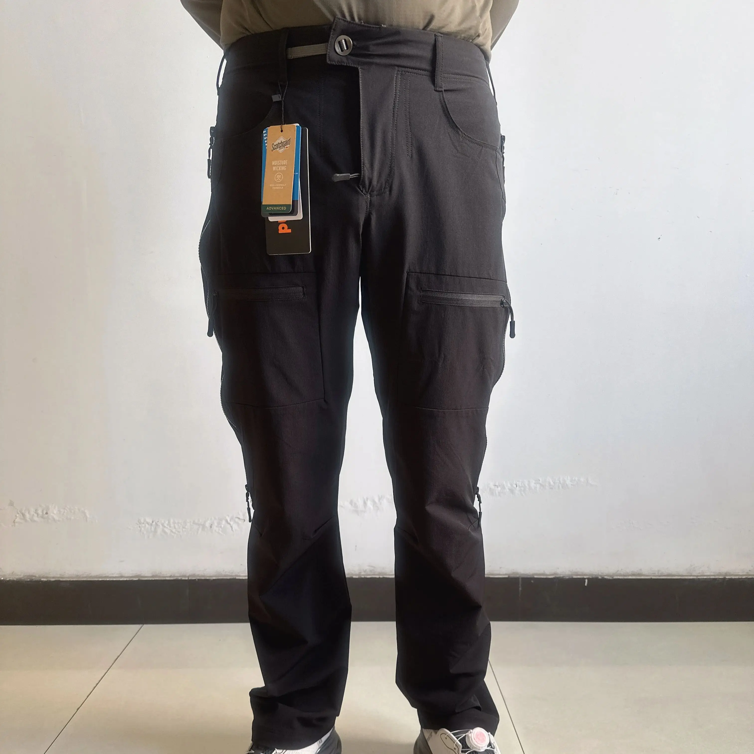 سراويل تسلق من النايلون المطاطي عالية الجودة بأربعة اتجاهات للرجال، سراويل تكتيكية متعددة السحاب ماصة للرطوبة وسريعة الجفاف #4