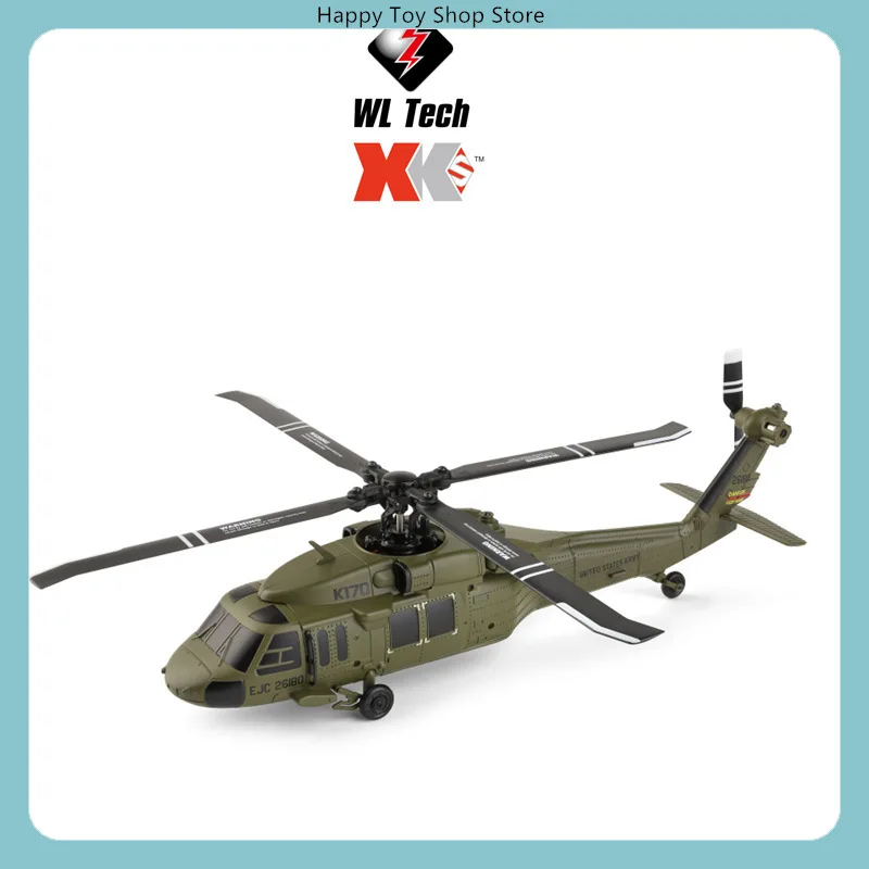 WLtoys XK K170 4CH Brushless RC Helicopter Black Hawk UH-60L Scale Model with 6-Axis Gyro & Altitude Hold RTF