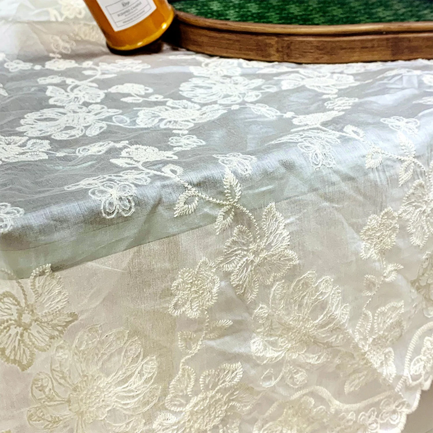 5ヤードの花柄刺繍レース生地、婦人服、柔らかいホームテキスタ - Home Textiles Suppliers In Usa のレビューと価格