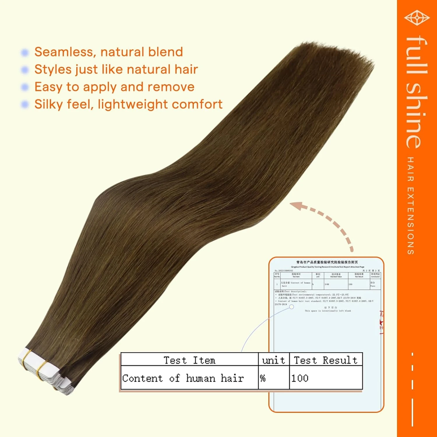 Full Shine Tape in Hair Extensions Skin Weft 100% Remy Human Hair 20 Pcs Glue on Hair Extensions for Women