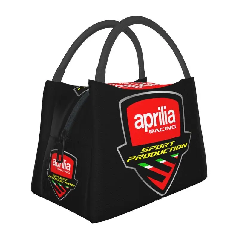 

Aprilias Racing Logo Insulated Lunch Tote Bag for Women Motocross Portable Thermal Cooler Food Lunch Box Work Travel