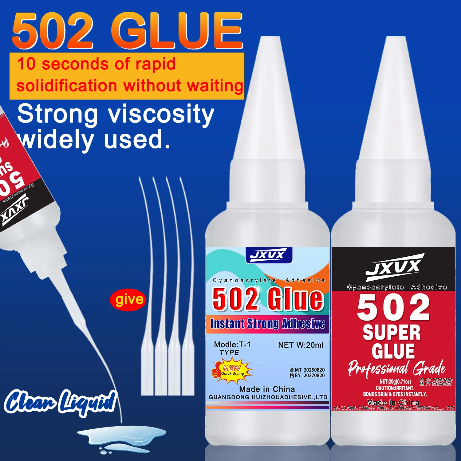 Cianoacrilato espeso (CA) 502 Super Glue Extra Strong – Botella de 0,7 oz – Adhesivo para rellenar huecos en madera, piedra, cerámica, caucho, vidrio y metal. Pegamento líquido de alta resistencia.