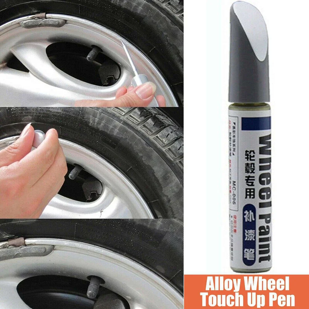 1pcs 12ml Car Wheel Scratch Repair Pen Silver Alloy Wheel Touch Up Pen Repair Paint Curbing Scratch Maker With Brush