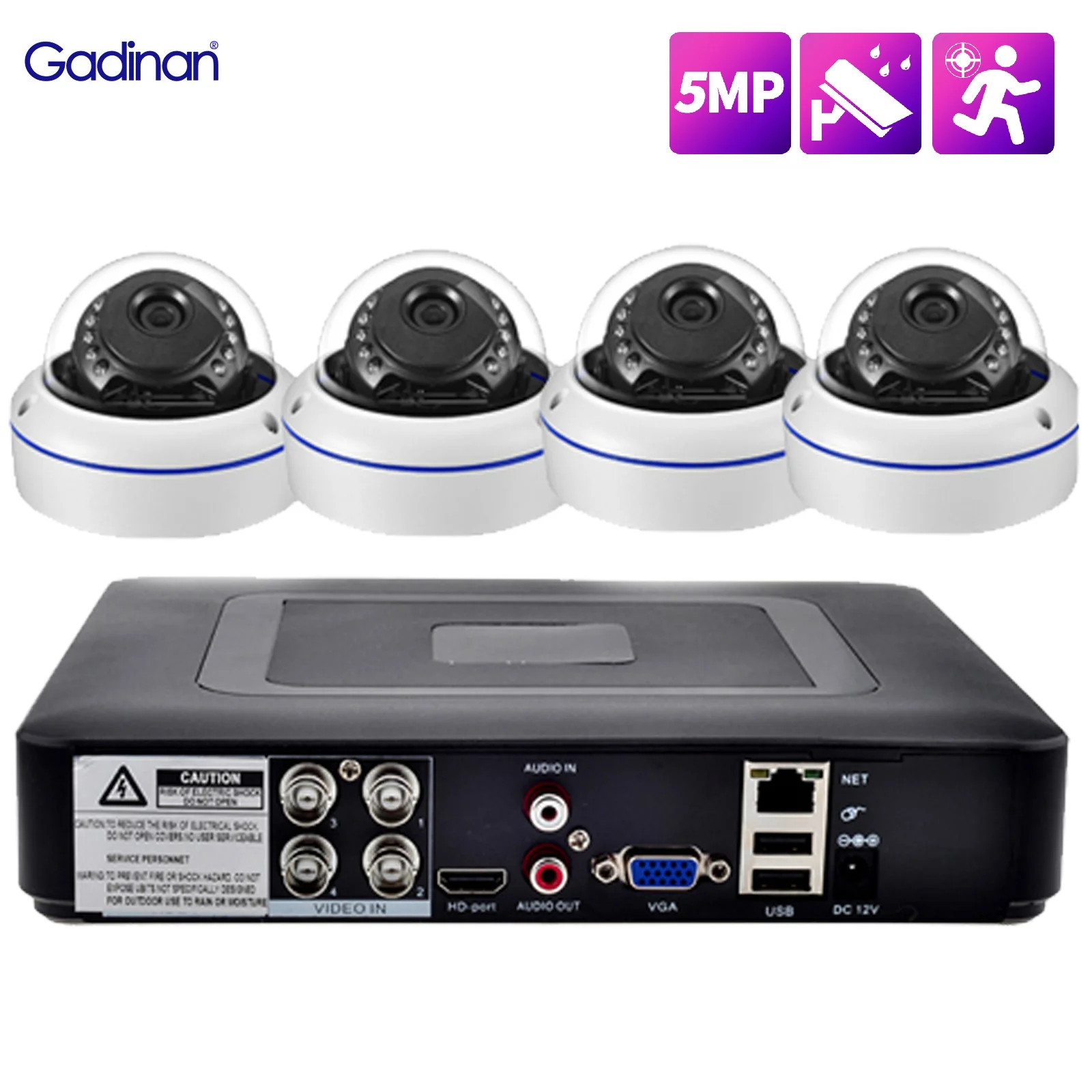 Gadinan 2.8mm CCTV Metal Case Bbullet AHD Waterproof All-Weather Security Monitor Dome Camera 5MP Motion Detection Video Suit