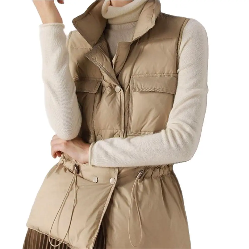 Gilet en Duvet de Canard Blanc Ultra observateur et Chaud pour Femme, Manteau Court, Glaçure Bouffante, Coupe-Vent, Nouvelle Collection 2024