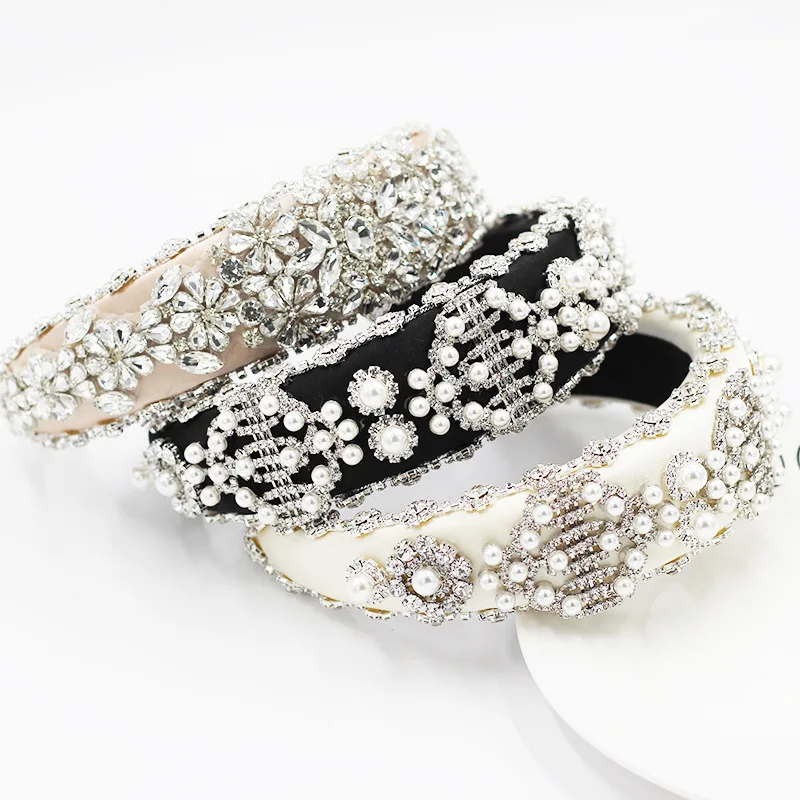 Fashion Luxury Diamond Pearl Personality Exaggerated Headband Sponge Ball Beautiful Focus Women's Gifts Hair Accessories