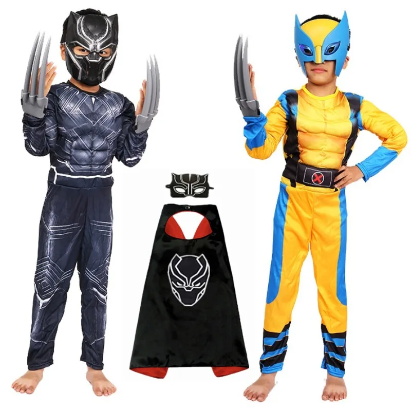 

Movie Wolverine Cosplay Costume Child Muscel Wolf Cos Jumpsuit Stage Performance Outfits Halloween Mask Claw Cloak Suit Full Set