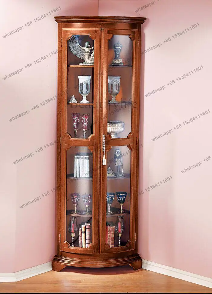 XX  Solid Wood Living Room Floor-to-ceiling Glass Door Display Cabinet Multi-layer Locker