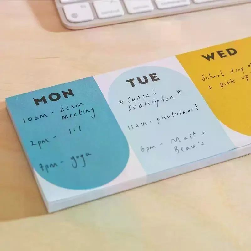 Portable 50 Sheet Weekly Planner Tear Off Notepad Rainbow Color Daily Memo To Do List Pad for Office Workers Students