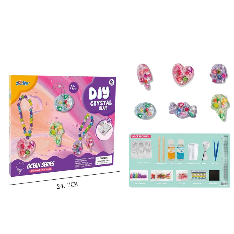 Diy cola de gotejamento brinquedos artesanais criativo pingente chave material pacote fazendo presente das crianças quebra-cabeça recibo fazendo brinquedos