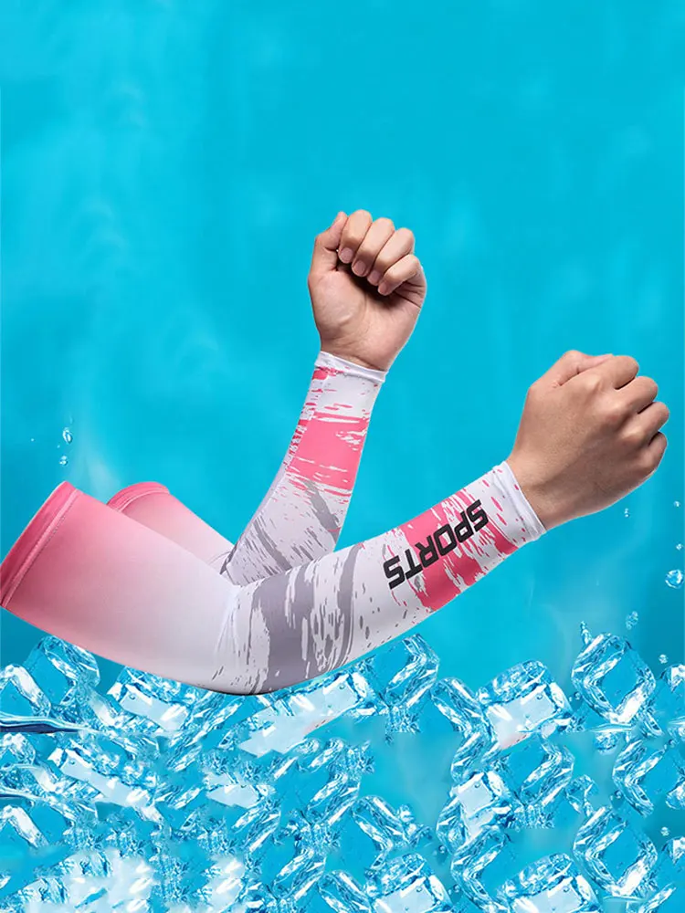 여름 아이스 실크 암 슬리브 커버, 스포츠 러닝 UV 자외선 차단, 야외 남성 낚시 사이클링 슬리브