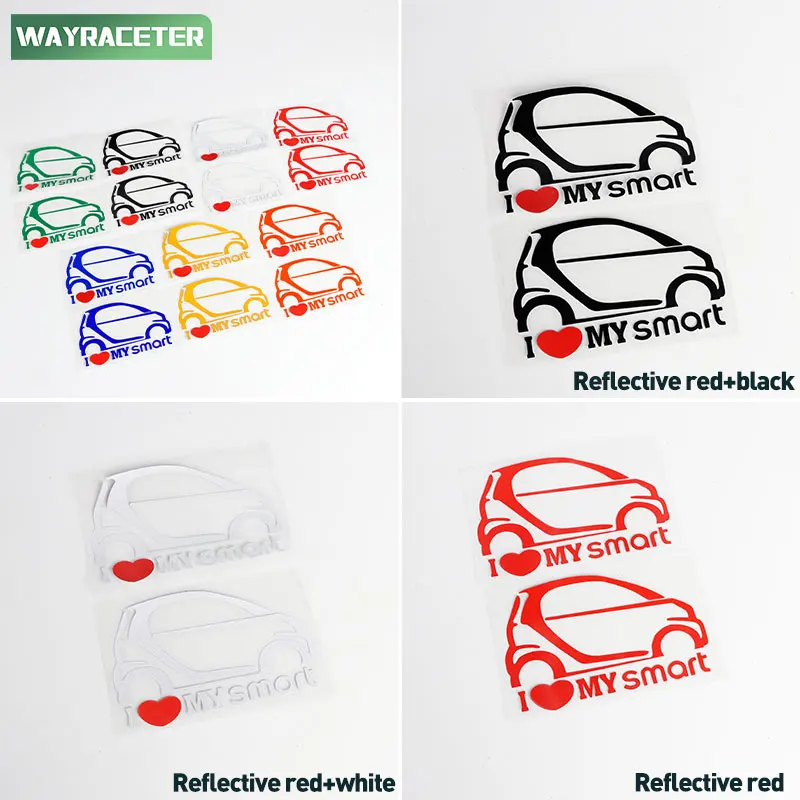 2 Pcs Creative Car Window Trunk Door Side Sticker Reflective Vinyl Decal For Smart Fortwo 451 450 453 Forfour Accessories