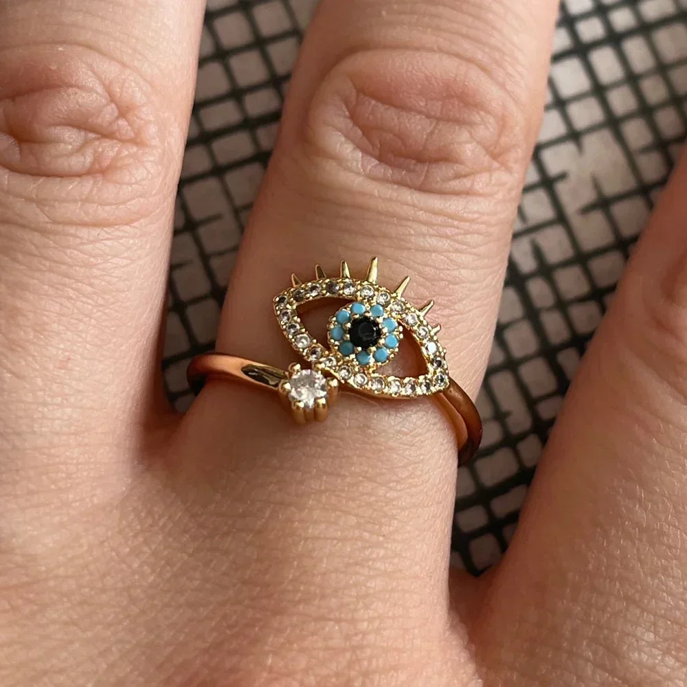 

Fashion Silver Plated Evil Eye Rings Vintage Stainless Steel Turkish Lucky Demon Eye Trend Wedding Band Couple Jewelry Gift