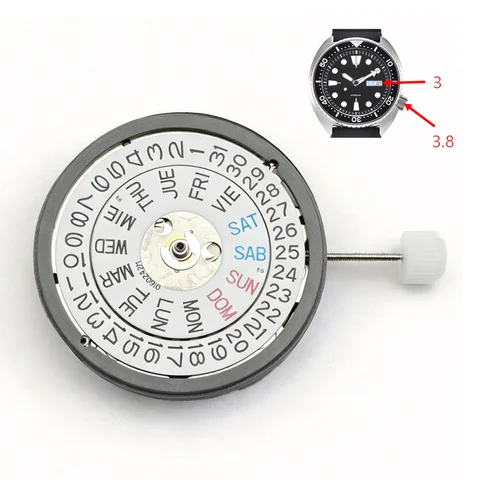 White Calendar NH36 24 Jewels Automatic Movement Crown at 4.2 at 3.0 And 3.8 O'Clock NH36 Watch