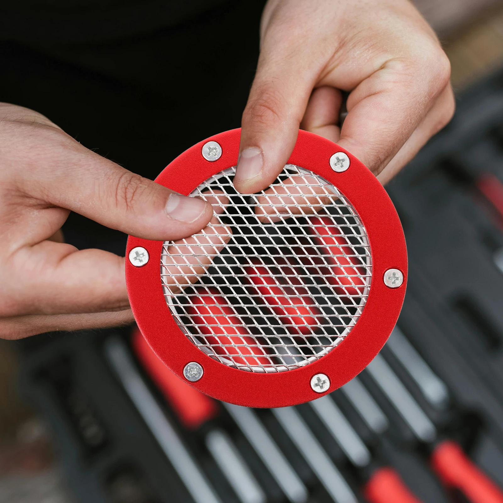 

Aluminum Alloy Bumper Ventilation Grille Universal Car Modification Air Intake Mesh Design Red Hood Scoops Engine Airflow