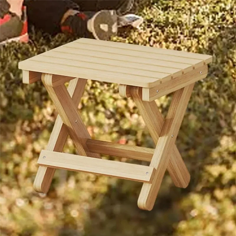 TKOH-Small كرسي بلا ظهر قابل للطي المحمولة كرسي خشبي خفيف الوزن قابل للطي خطوة البراز للطي القدم الراحة للخارجية #4