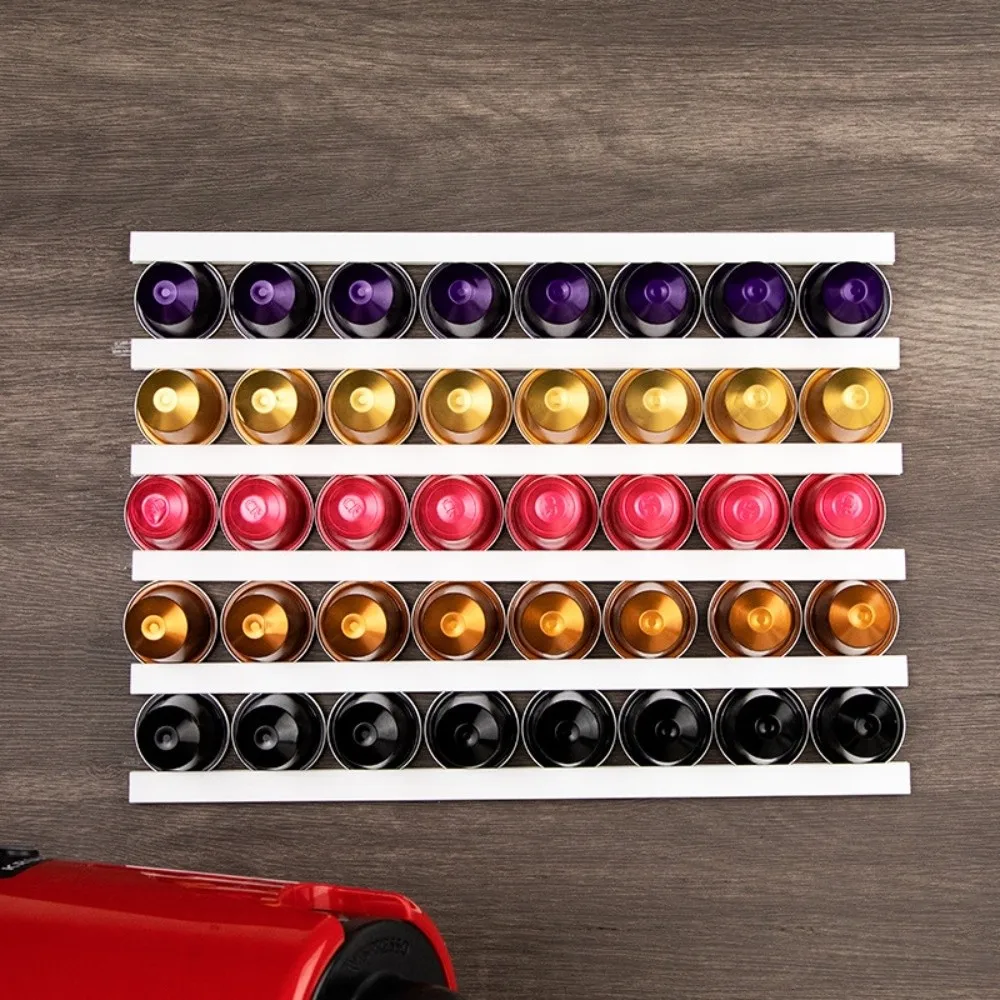

Plastic Coffee Capsule Rack Magnetism Punch-free Design Coffee Pod Keepers Strip Slide Rail Compact Storage Cabinet Capsule Rack