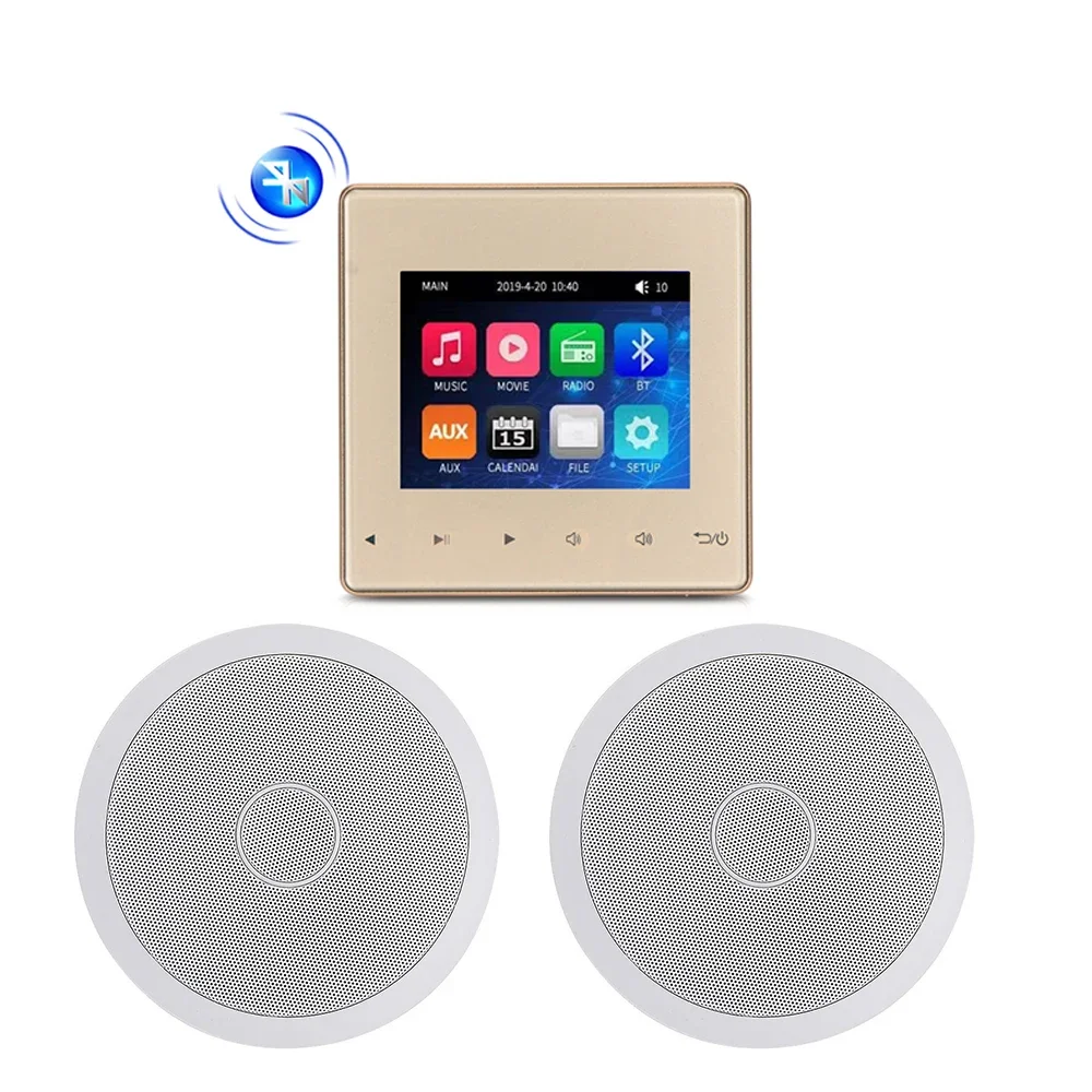 

Blue-toth Wall Amplifier Smart Home Audio Mini Touch Screen 4*20W Stereo Sound Music Panel PA System Loudspeaker Ceiling Speaker