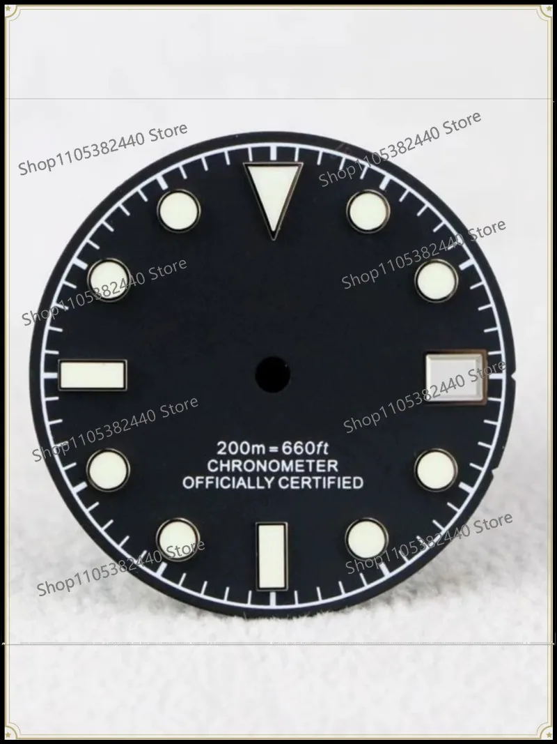 For NH35 NH36 Watch Dial 28.5mm, Blue Green Luminous Vintage Dial Replacement