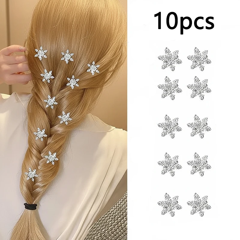 10 Stück Legierung Strass Schneeflocke Haarspange Frauen geflochtene Haarnadel Braut Hochzeit Haarschmuck