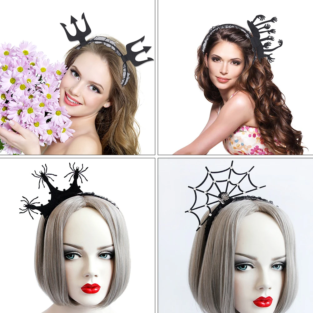

6pcs Halloween Headb Felt Spider Web Hairb Demon Costume Cosplay Party FavorHaunted House Theme Hair Accessory