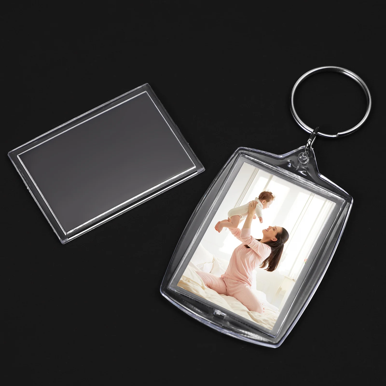 

10Pcs Acrylic Photo Frame Keyrings Blank Insert Clear Plastic Customizable DIY Gift Suitable for Family Friends Personalized Key