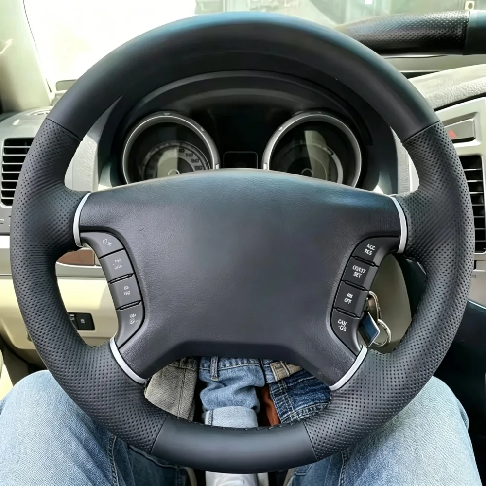Hand-stitched Black Perforated Non-slip Artificial Leather Steering Wheel Cover For Mitsubishi ZINGER 2008-2011 Pajero 2009-2020