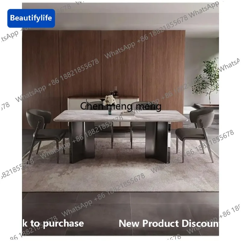 Y183 Dining table light luxury Venice brown marble dining table microcrystalline stone household dining table and chair combinat