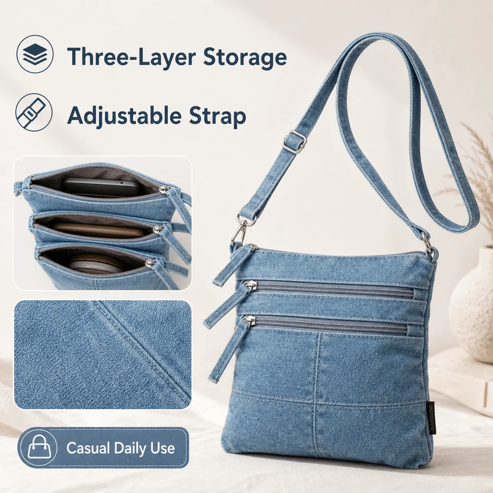 New Denim Shoulder Bag Three-L - đánh giá và giá Shoulder Bag Structured