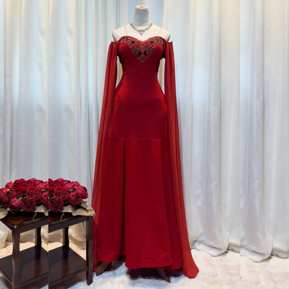 

Customized Sparkle Jersey Sequined Pleat A-line Off-the-shoulder Long Dresses Bespoke Occasion Modern Style