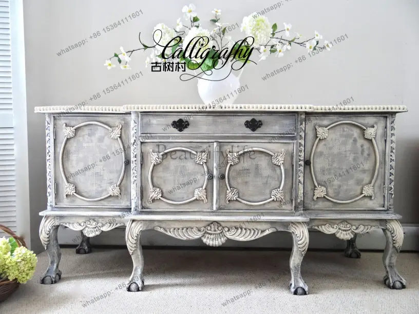 

French French solid wood dining side cabinet size apartment living room carved side table side cabinet