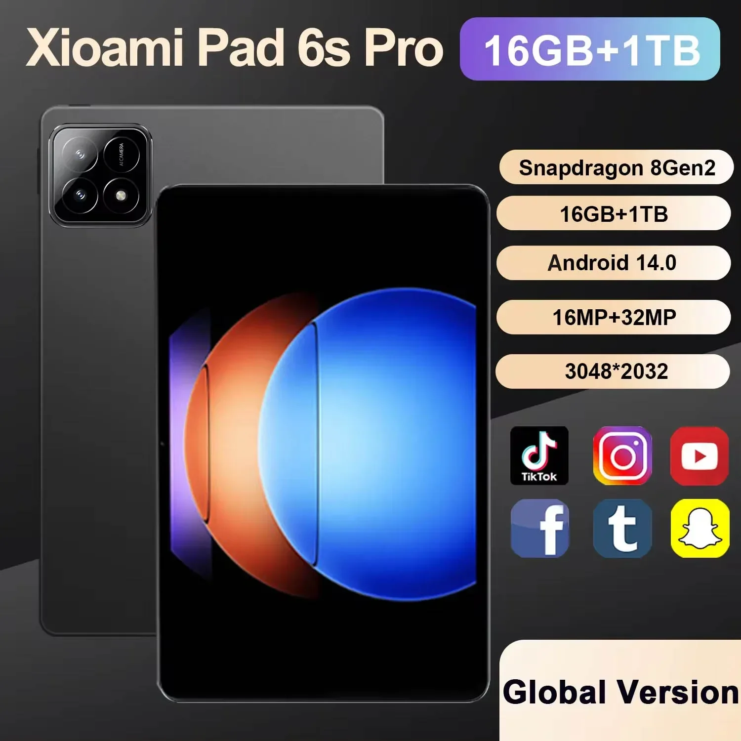 

2025 Global Version Original Xioami Pad 6S Pro Tablet Android 14 Snapdragon 8 Gen2 Tablette GPS 5G WiFi Dual SIM HD 4K Mi Tab