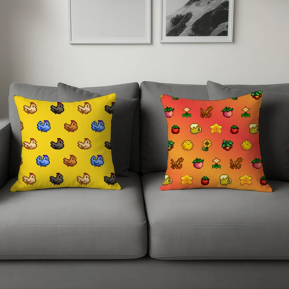 غطاء وسادة كلاسيكي Game Pixel S-Stardew Valley غطاء وسادة ناعم لأريكة غرفة المعيشة ديكور المنزل والمكتب أغطية حماية