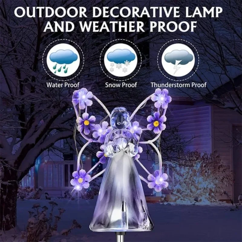 Wodoodporne słoneczne lampki aniołowe Solar Angel Garden Lights Zewnętrzne wodoodporne wtyczki trawnikowe Lampki słupowe LED Garden Angel Night Light