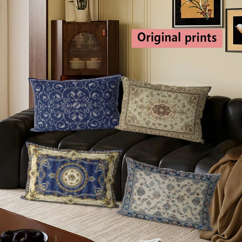 Imagen 4: Fundas de cojín vintage con diseño floral persa, adecuadas para sofá, dormitorio, coche, cojín rectangular, cojín para la espalda