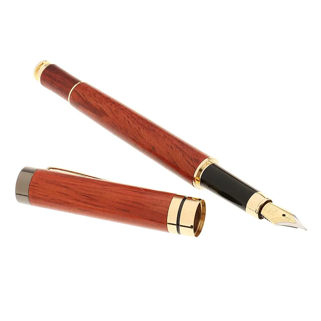 Reusable Vintage Rosewood Fountain Pen with Fine Nib Collectible