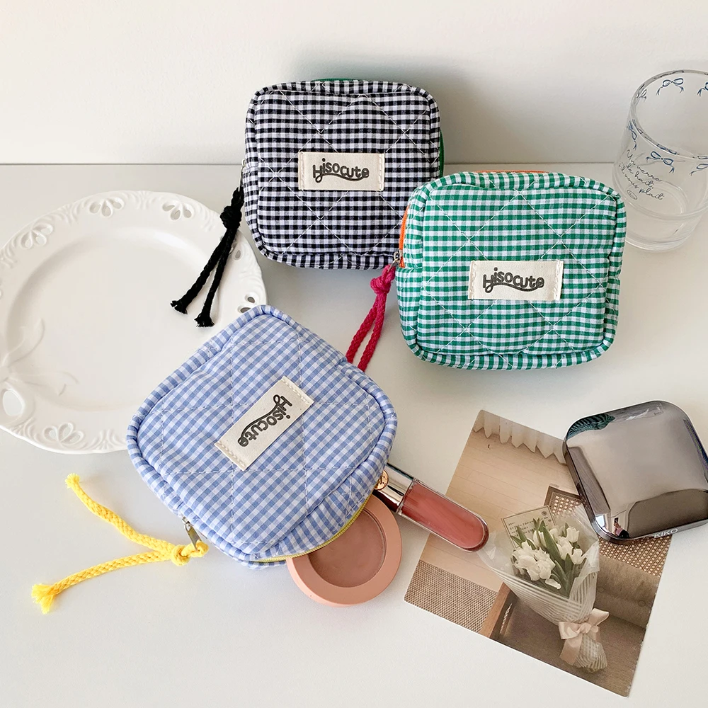 Ins Style منقوشة محفظة نسائية للعملات المعدنية الصغيرة المحمولة حقيبة تخزين مستحضرات التجميل سيدة حقيبة أحمر الشفاه وحامل البطاقة Kawaii Tofu وسادة حقيبة #4