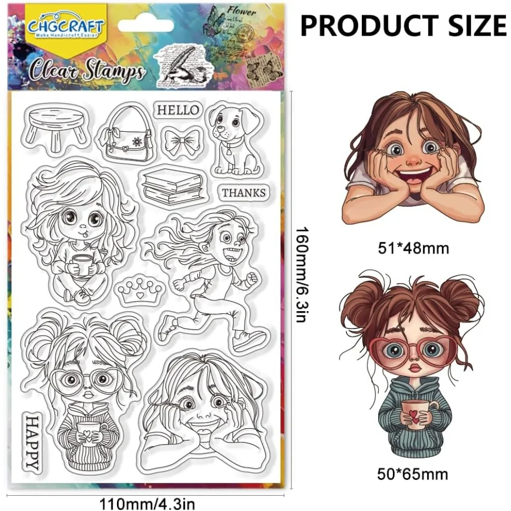 Funny and Quirky Girl Clear Stamps Crown Transparent Puppy Silicone Clear Stamp Seals for DIY Scrapbooking Photo Album