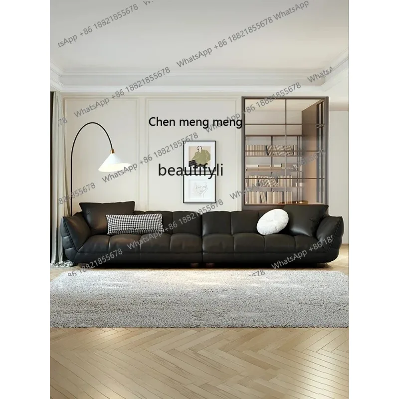 

Современный минималистичный кожаный диван для гостиной, светлый роскошный прямой ряд в итальянском стиле, расширенный трехместный диван