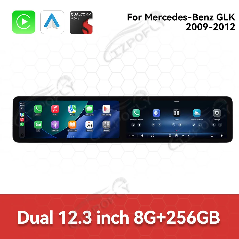 12.3 "أندرويد 13 CarPlay راديو السيارة لمرسيدس بنز GLK 2009-2012 شاشة تعمل باللمس مشغل وسائط متعددة لتحديد المواقع والملاحة اكسسوارات السيارات #5