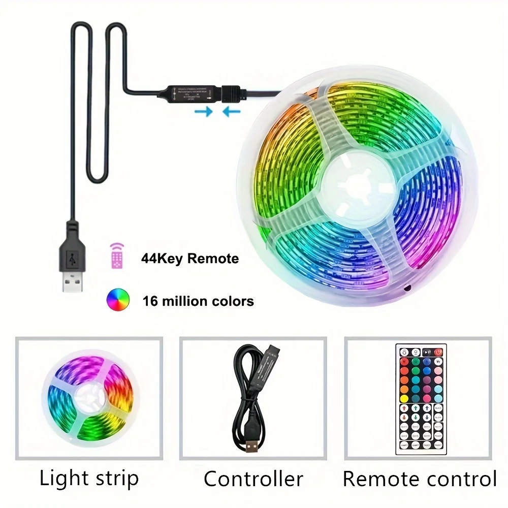 USB LED Strip Light APP Control IR Bluetooth Tape RGB IR Bedroom Living Room Self-adhesive TV Backlight Remote Lamp Diode Lights
