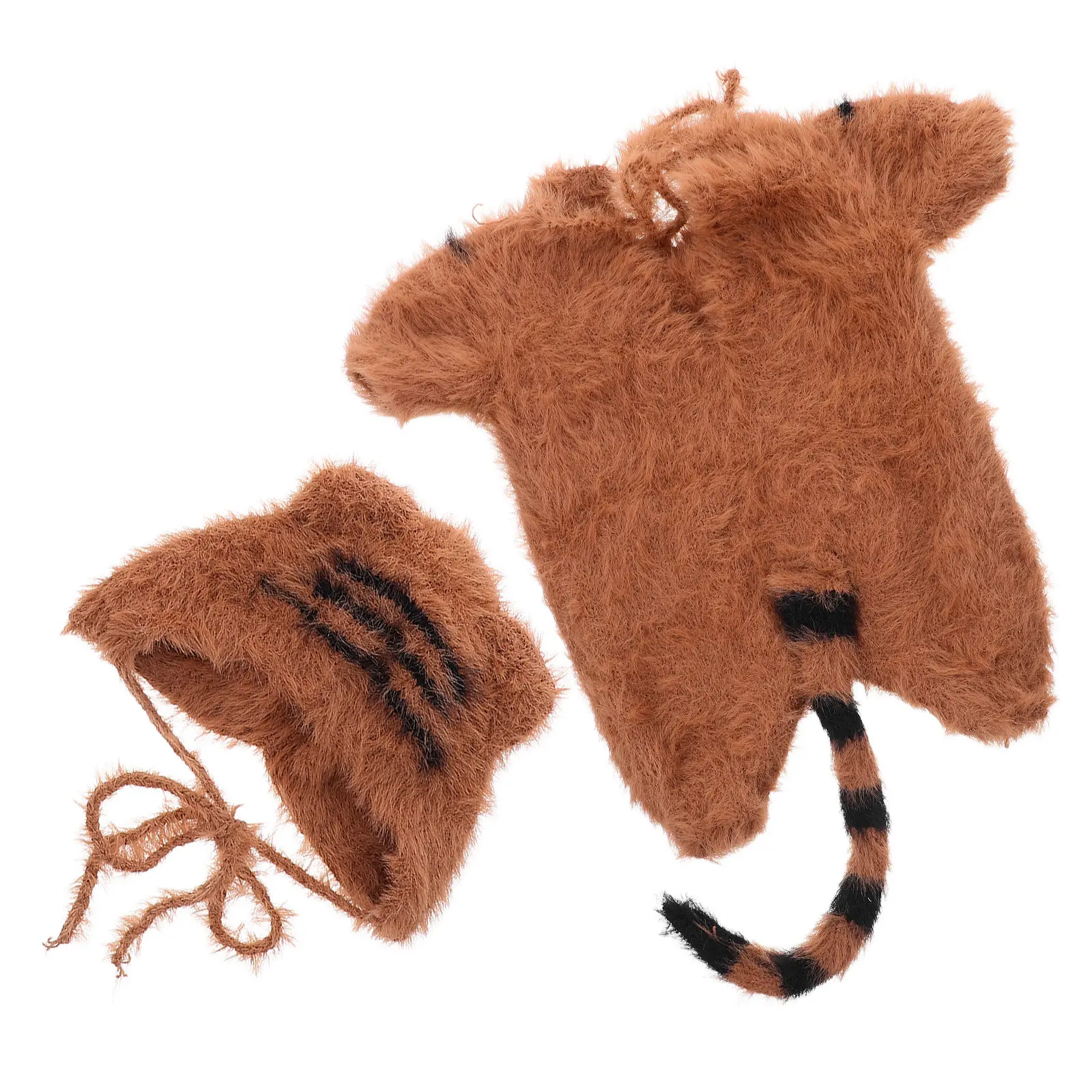 1Set Newborn Photo Shoot Outfit Adorable Tiger Theme Knit Romper with Matching Hat Ideal for Infant Photography Boy Girl Unisex