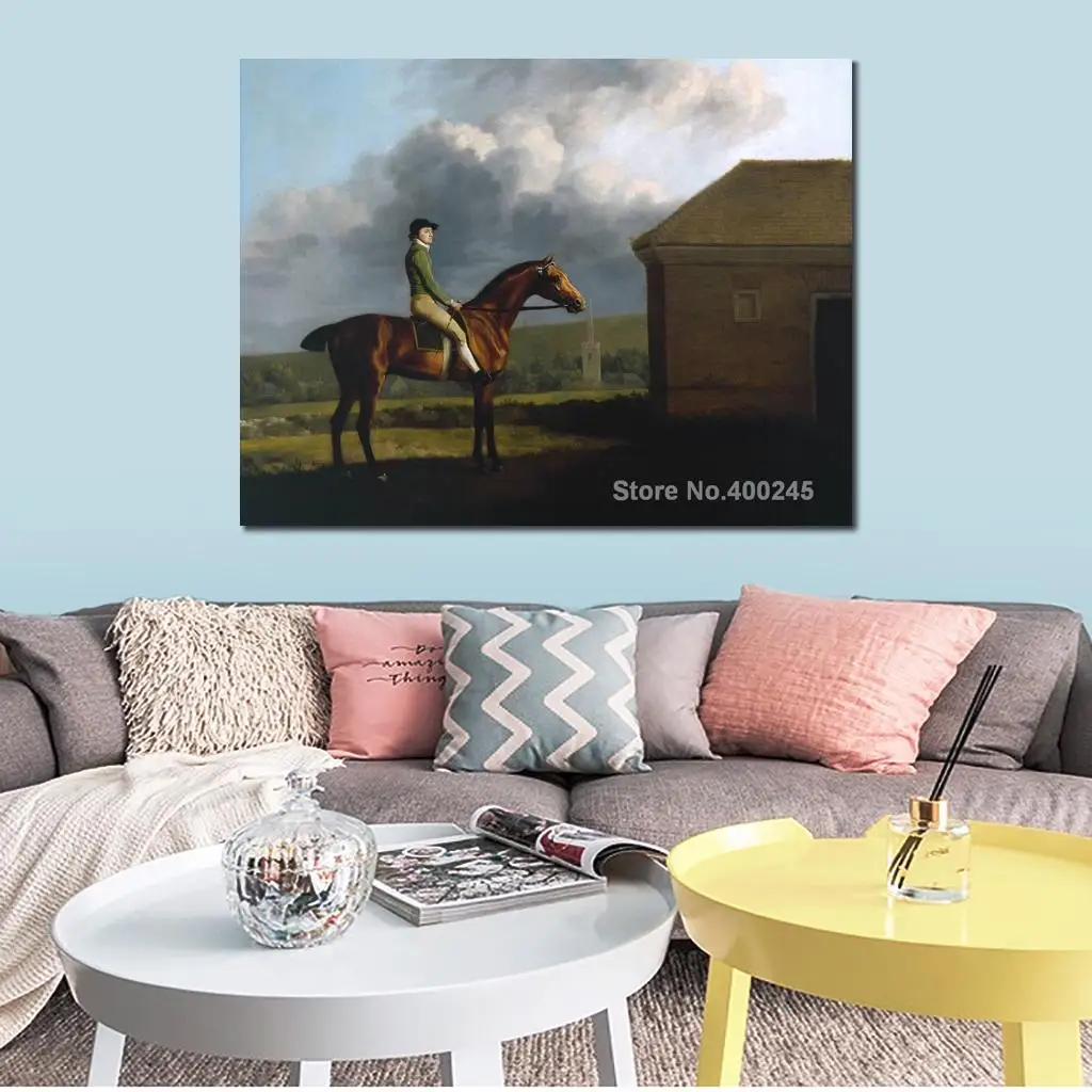 Landscapes Painting Oil on Canvas by George Stubbs Otho with John Larkin up Horses Arts for Living Room Decor Handmade