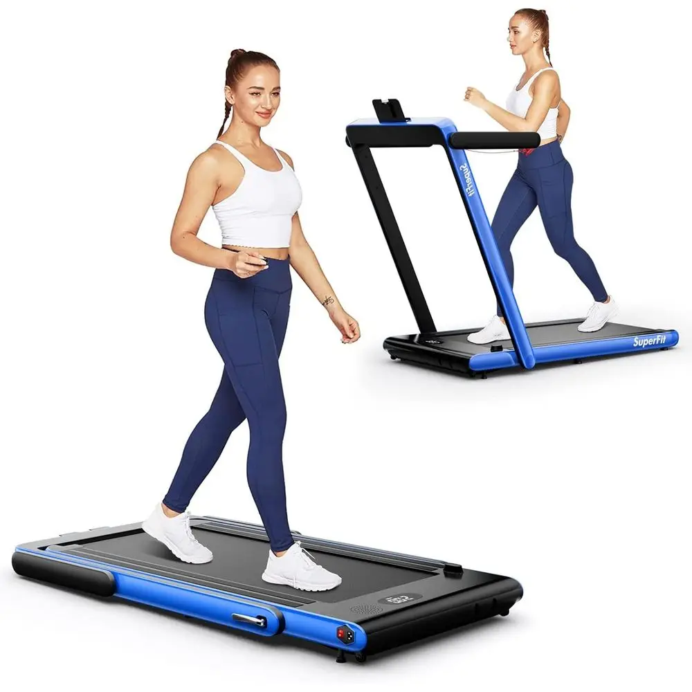 Dual-Funktions-Schreibtisch-Laufband mit LED-Display, App-/Fernbedienung und Bluetooth-Lautsprecher für kompakte Räume