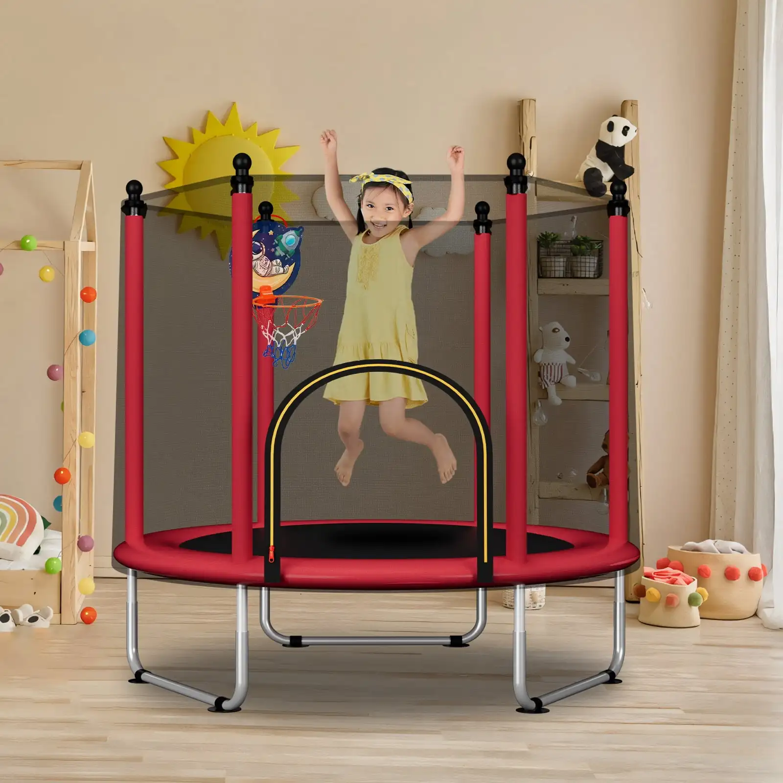 

55" Kids Mini Trampoline with Safety Net – ASTM Certified, Indoor Jumping Toy, Durable Steel Frame, Ideal Christmas Gift