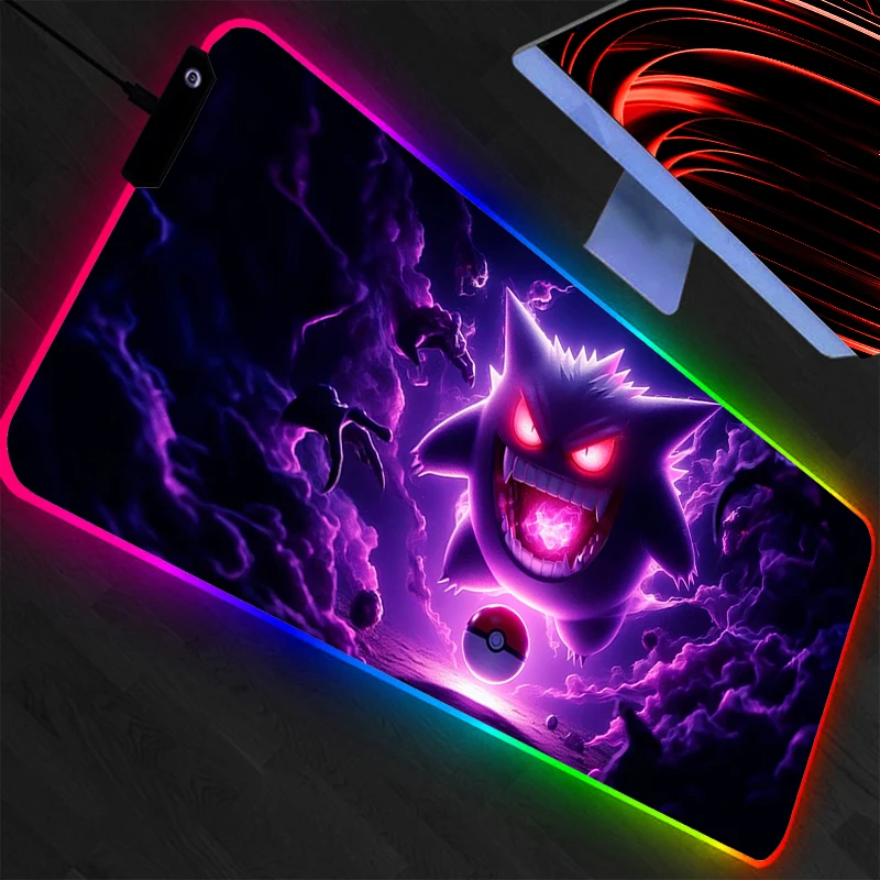 Mouse Pad RGB Pokemon Pikachu Rubber PC Computer Gaming Accessories Mousepad Desk Mat LED Backlight Gamer Carpet