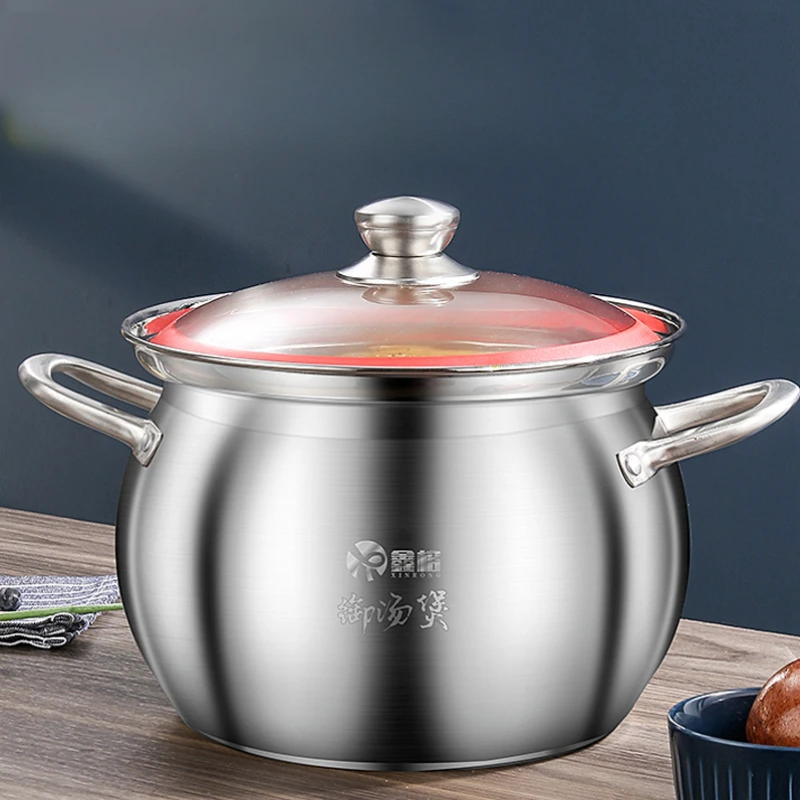 316 Stainless Steel Soup Pot Spill-proof Thickening Household Porridge Flour Milk Pot Large Capacity Induction Cooker Universal