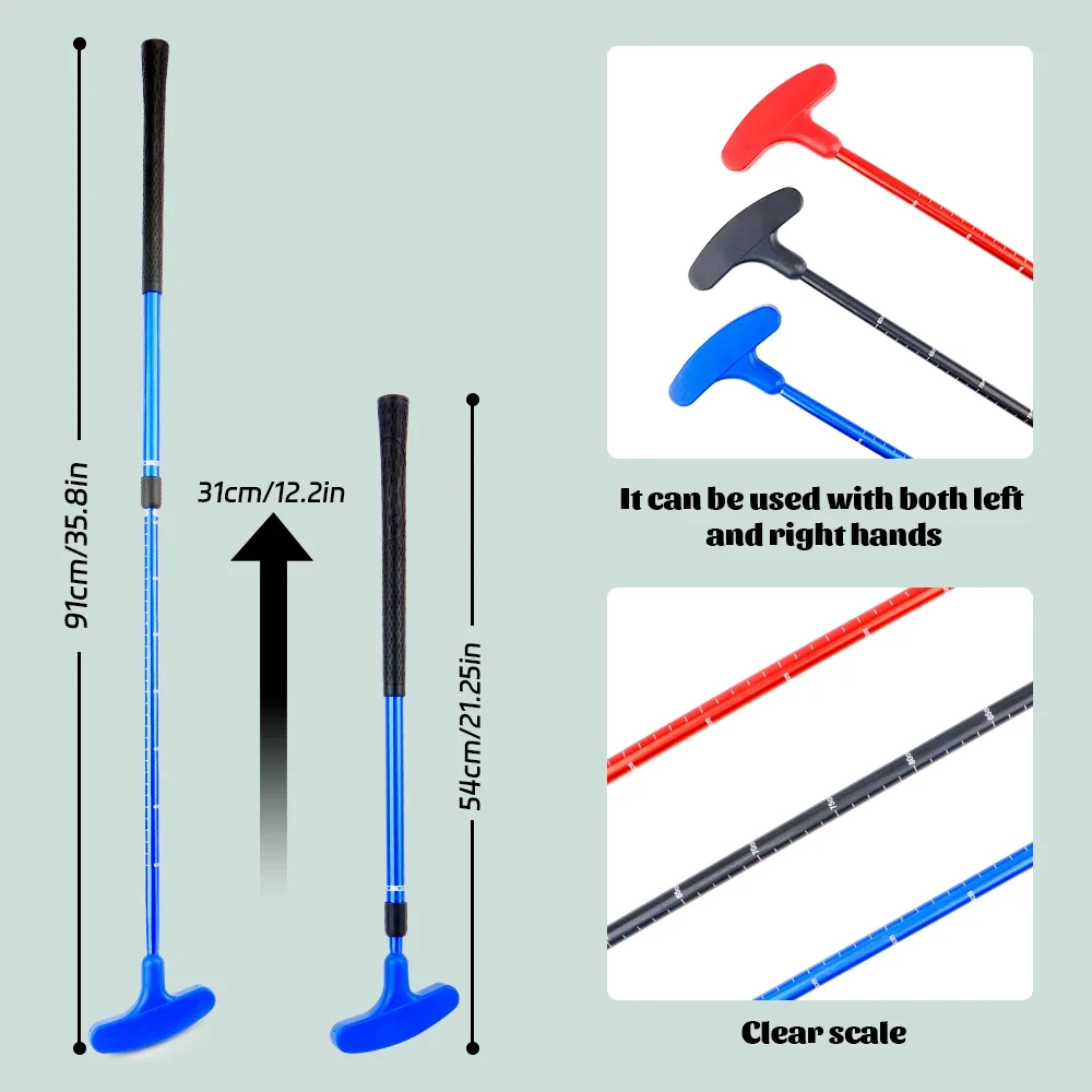 نادي جولف مطاطي قابل للتعديل مزدوج الجوانب داخلي من الجانب الأيسر والأيمن للبالغين والأطفال مضرب جولف صغير يدوي
