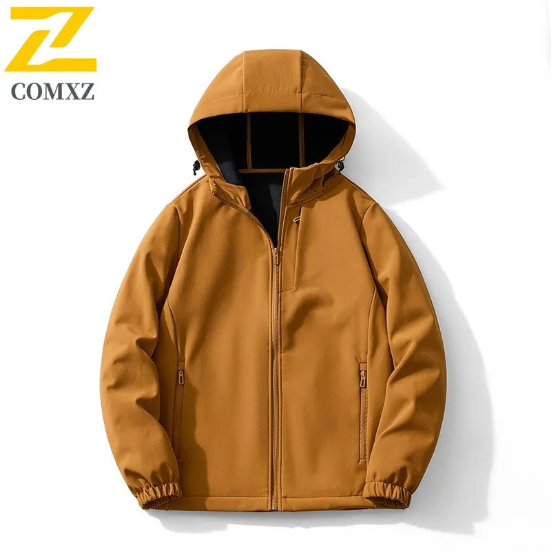 

COMXZ New Softshell Jacket Trendy Outdoor Mountaineering Travel Couple Windproof Jacket Unisex Versatile Autumn Winter Clothing